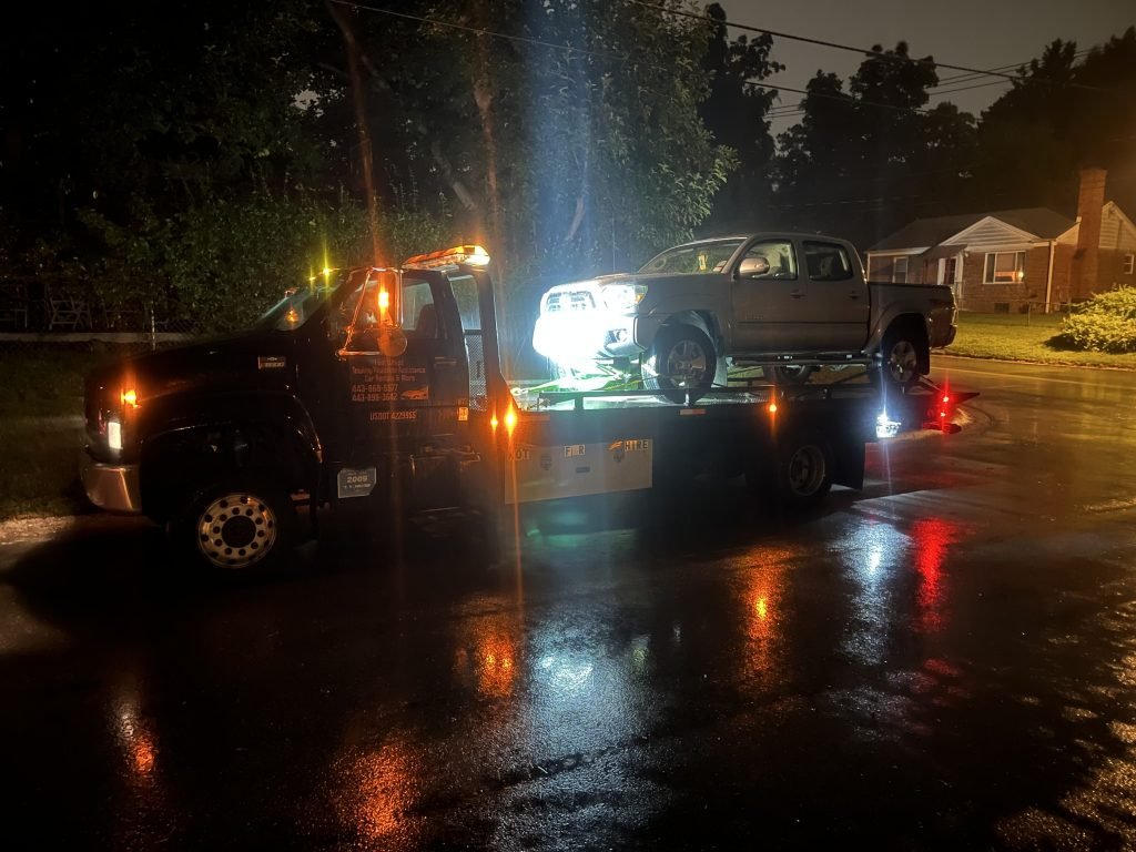 I got Whipz Towing & Roadside Assistance with a Toyota Tacoma towing near me from 4500 US-1 Arbutus MD 21229 to Silver Spring, MD 20815