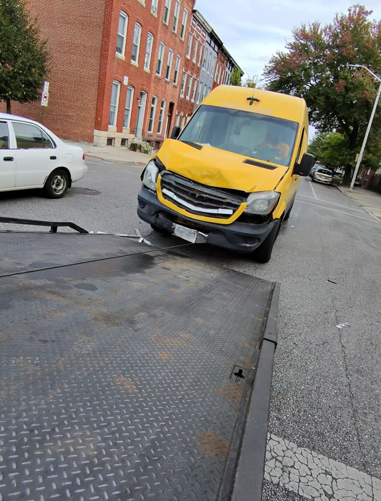 I got Whipz Towing & Roadside Assistance with a yellow 2500 sprinter towing near me from 1200 W North Ave Baltimore, MD 21227 to 5600 York rd Baltimore, MD 21212