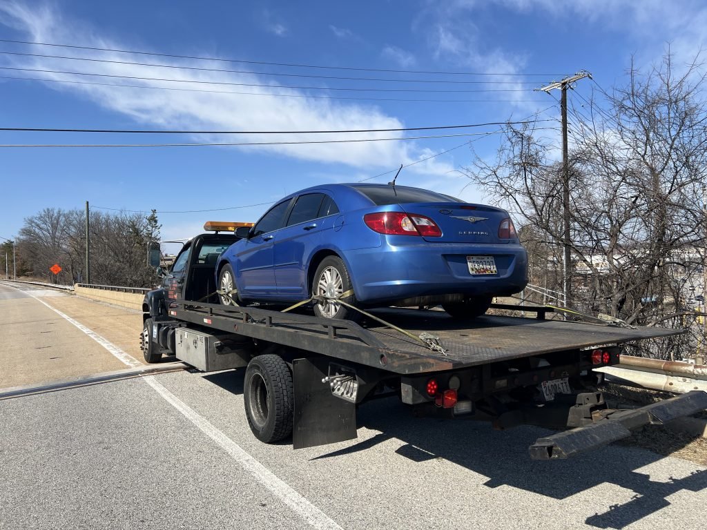 I got Whipz Towing & Roadside Assistance with a blue chrysler sebring towing near me from I-70 MD exit 94 to 200 Estate rd Reiserstown, MD 21117