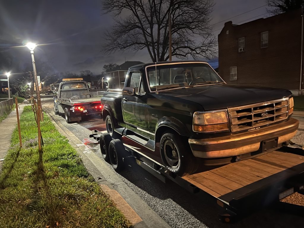 I got Whipz Towing & Roadside Assistance with a green ford F150 towing near me from 39.35070° N, 76.66577° W to 39.35157° N, 76.66498° W