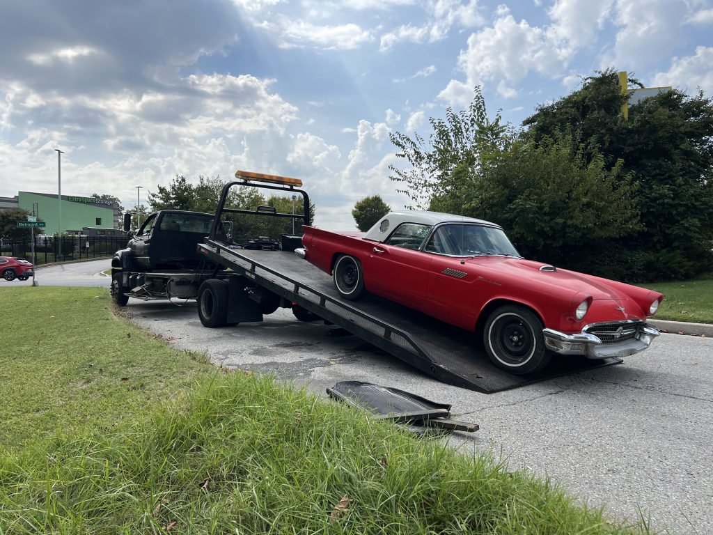 I Got Whipz Towing & Roadside Assistance with a red ford thunderbird coupe towing near me from 39.3150521,-76.7497394 to 39.3220001,-76.7500619