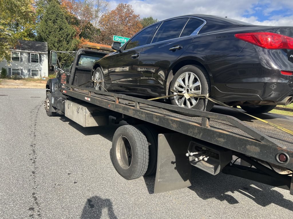 I Got Whipz Towing & Roadside Assistance with a blk infiniti Q50 towing near me from 12301 Bonfire Dr Glyndon, MD 21136 to 3923 Hollins Ferry Rd, Halethorpe, MD 21227