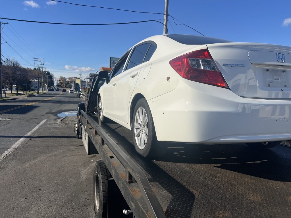 I Got Whipz Towing & Roadside Assistance with a white honda civic sedan towing near me from 7400 Windsor Mill Rd, Baltimore, MD 21244 to 3300 St Lukes Ln, Gwynn Oak, MD 21207